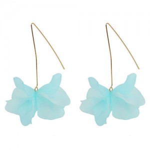 Creative Design High Fashion Dangling Flower Women Earrings - Sky Blue