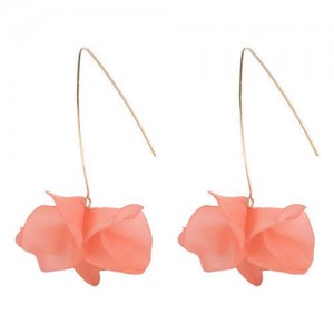 Creative Design High Fashion Dangling Flower Women Earrings - Orange