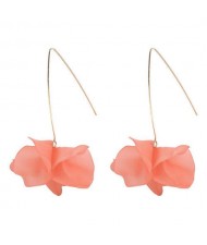 Creative Design High Fashion Dangling Flower Women Earrings - Orange