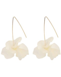 Creative Design High Fashion Dangling Flower Women Earrings - White