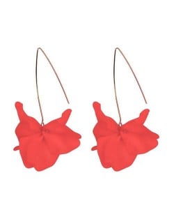 Creative Design High Fashion Dangling Flower Women Earrings - Red