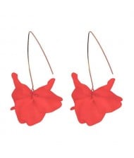 Creative Design High Fashion Dangling Flower Women Earrings - Red