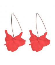 Creative Design High Fashion Dangling Flower Women Earrings - Red