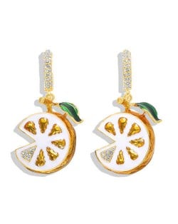 Lemon Slice Design High Fashion Women Statement Earrings - Yellow