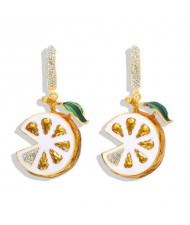 Lemon Slice Design High Fashion Women Statement Earrings - Yellow