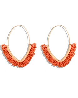 Acrylic Gems Embellished Waterdrop Design High Fashion Women Earrings - White