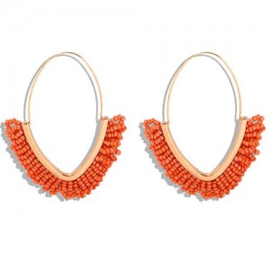 Water Drop Design Bead High Fashion Women Earrings - Orange