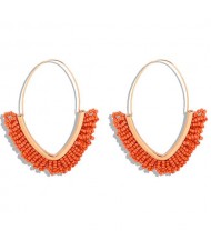 Water Drop Design Bead High Fashion Women Earrings - Orange
