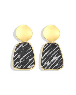 Trapezoid Shape High Fashion Women Statement Earrings - Black and White