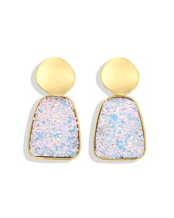 Trapezoid Shape High Fashion Women Statement Earrings - Sky Blue