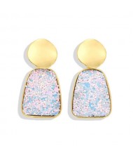 Trapezoid Shape High Fashion Women Statement Earrings - Sky Blue