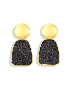 Trapezoid Shape High Fashion Women Statement Earrings - Black