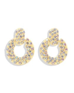 Rhinestone Embellished Shining Fashion Hoop Women Earrings