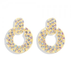 Rhinestone Embellished Shining Fashion Hoop Women Earrings