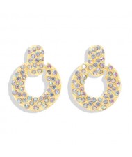 Rhinestone Embellished Shining Fashion Hoop Women Earrings