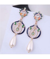 Hollow Graceful Design Waterdrop Women Fashion Earrings - Pearl