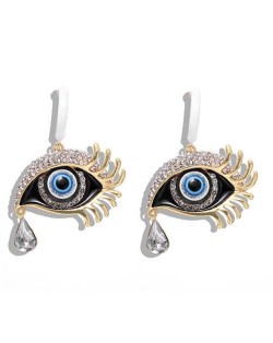 Peacock Eyes Design High Fashion Women Statement Earrings - White