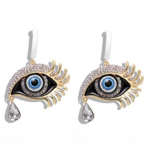 Peacock Eyes Design High Fashion Women Statement Earrings - White