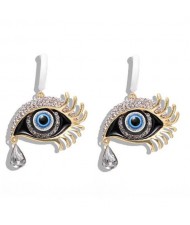 Peacock Eyes Design High Fashion Women Statement Earrings - White