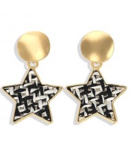 High Fashion Dangling Pentagram Design Women Costume Earrings - Black and White