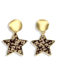 High Fashion Dangling Pentagram Design Women Costume Earrings - Yellow and Black