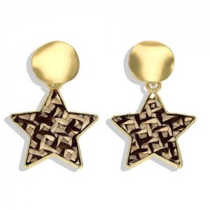 High Fashion Dangling Pentagram Design Women Costume Earrings - Yellow and Black