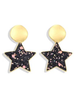 High Fashion Dangling Pentagram Design Women Costume Earrings - Black