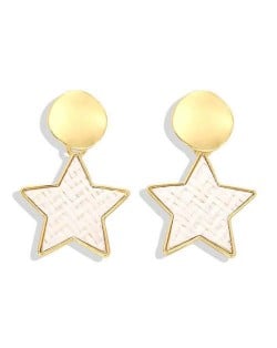 High Fashion Dangling Pentagram Design Women Costume Earrings - White
