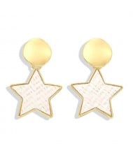 High Fashion Dangling Pentagram Design Women Costume Earrings - White