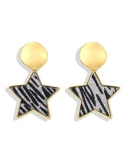 High Fashion Dangling Pentagram Design Women Costume Earrings - Black and Gray