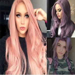 Japanese Cosplay Fashion Middle Side Part Body Wave Long Hair Women Synthetic Wig