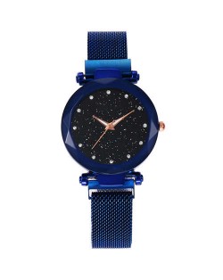Shining Starry Index Design Women High Fashion Wrist Watch - Blue