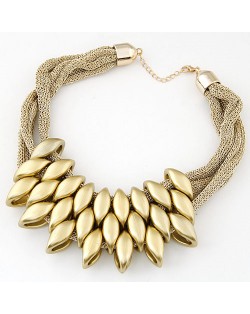 Acrylic Beads Decorated Multi-layer Golden Chain Bold Fashion Women Bib Necklace and Earrings Set