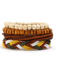 Vintage Style Beads and Weaving Rope Fashion Bracelets Combo Set