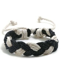 Cute Rope Weaving Design Women Friendship Bracelet - Black