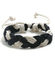 Cute Rope Weaving Design Women Friendship Bracelet - Black