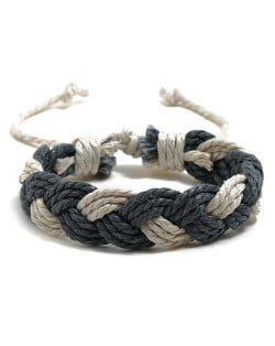 Cute Rope Weaving Design Women Friendship Bracelet - Gray