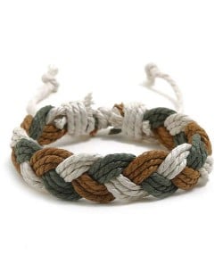 Cute Rope Weaving Design Women Friendship Bracelet - Brown