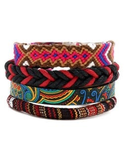 Vintage Folk Fashion Weaving Friendship Bracelets Combo