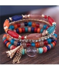 Tower Pendant Decorated Multi-layer Acrylic Beads Women Fashion Bracelet - Multicolor