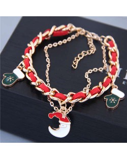 Moon and Gloves Pendants Alloy and Leather Mix Chain Fashion Bracelet