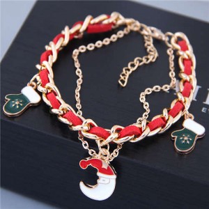 Moon and Gloves Pendants Alloy and Leather Mix Chain Fashion Bracelet