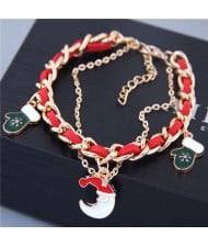 Moon and Gloves Pendants Alloy and Leather Mix Chain Fashion Bracelet