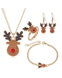 Cute Elk Christmas Fashion 4 pcs Costume Jewelry Set