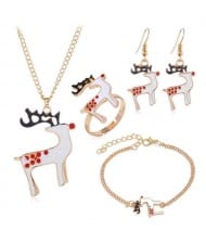 Christmas High Fashion Deers Design 4 pcs Costume Jewelry Set