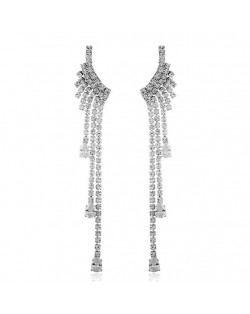 Shining Rhinestone Angel Wings Tassel Fashion Women Earrings