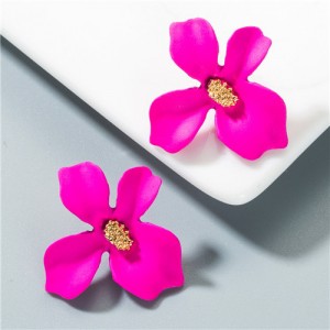 Korean Fashion Romantic Flower Design Women Costume Earrings - Rose