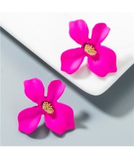 Korean Fashion Romantic Flower Design Women Costume Earrings - Rose
