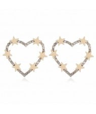 Stars Decorated Hollow Heart High Fashion Women Statement Earrings