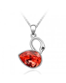 Korean Fashion Red Crystal Swan Pendant Necklace